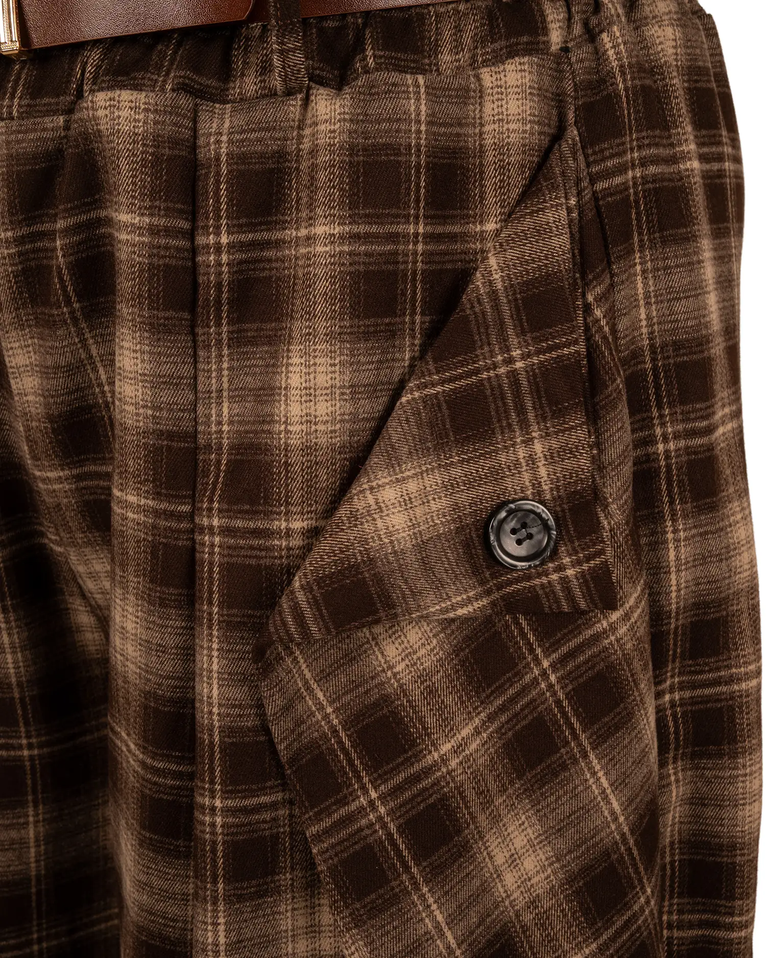 Bruin/beige geruite ballonbroek met overslag van New Collection - Afbeelding 5