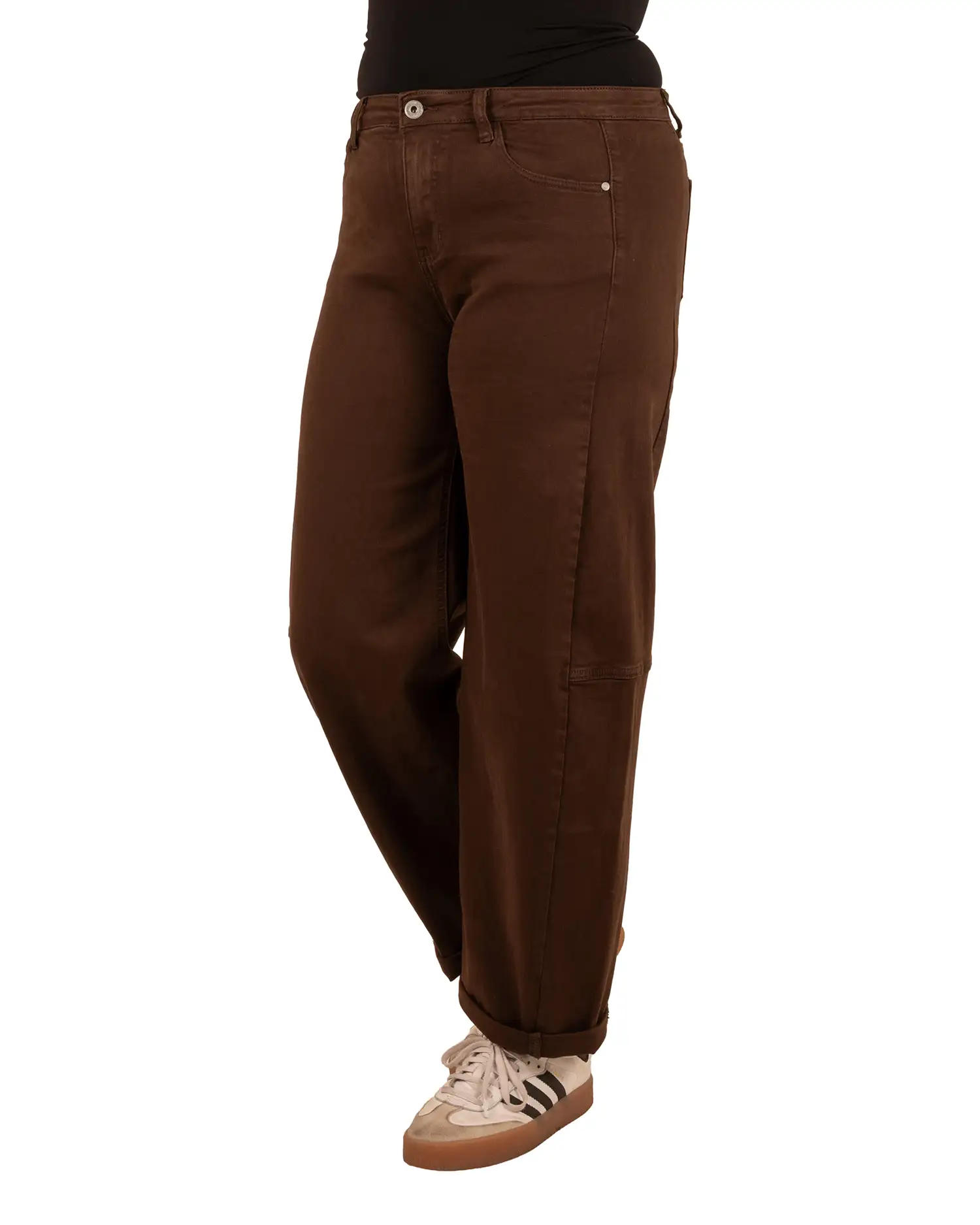 Bruine barrel wide leg jeans van Savinni - Afbeelding 2