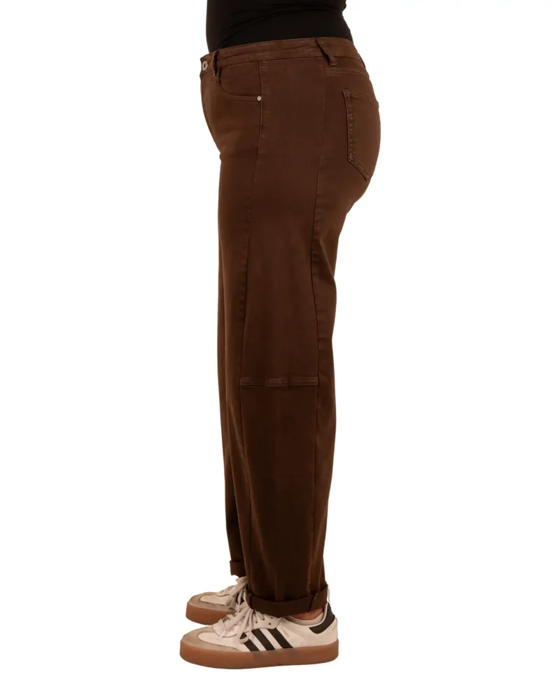 Bruine barrel wide leg jeans van Savinni - Afbeelding 4