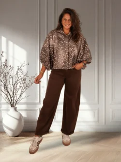 Bruine barrel wide leg jeans van Savinni