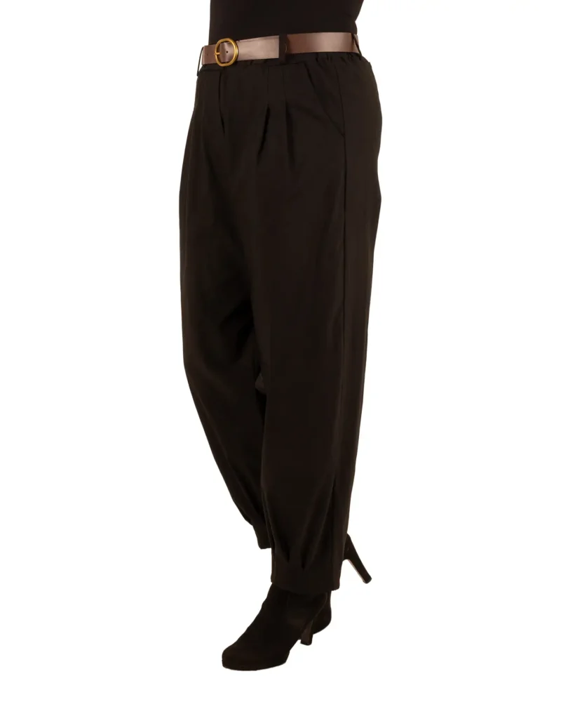 Zwarte stretch barrel broek met riem van El-Vita - Afbeelding 2