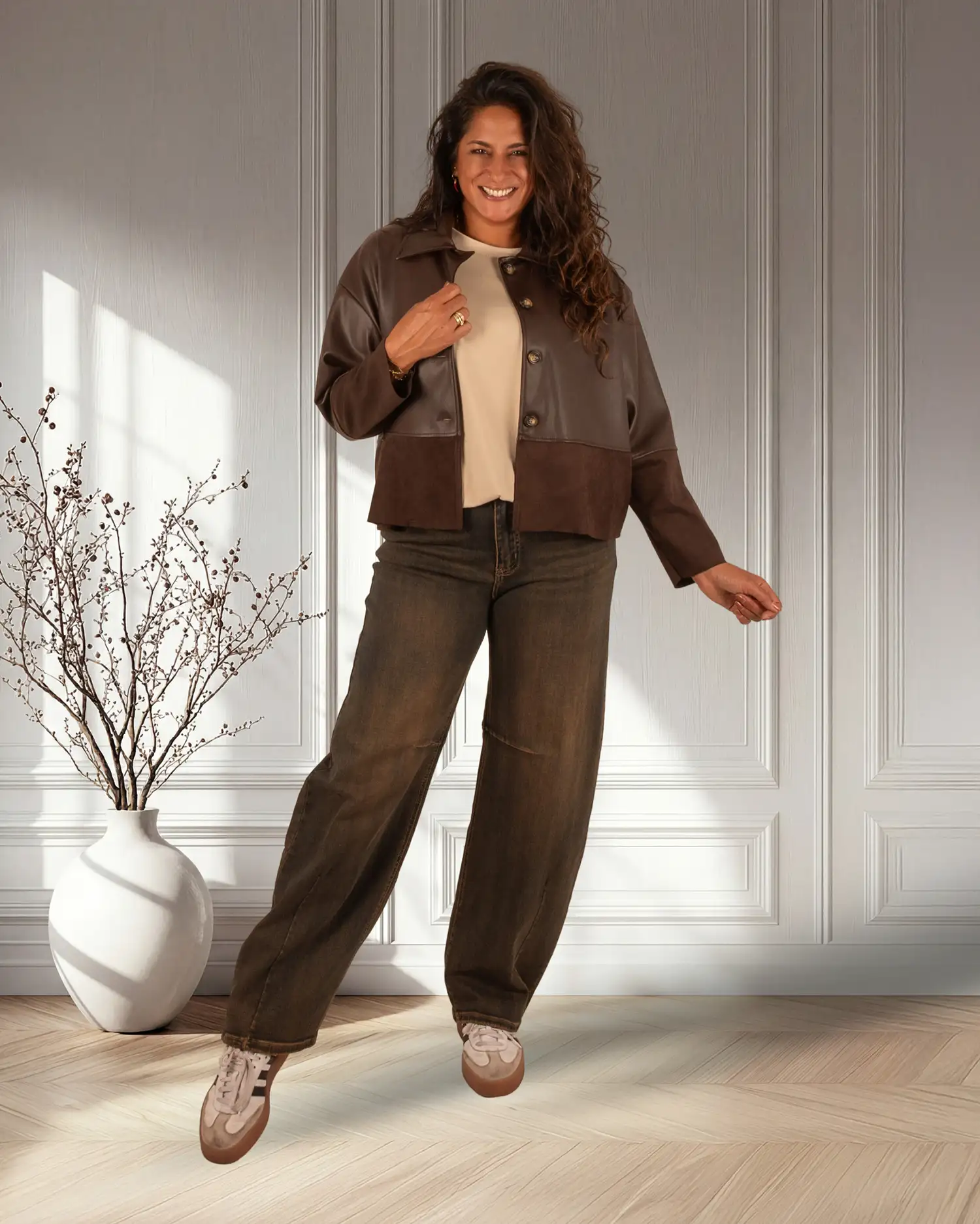 Donkerbruin leatherlook jasje van BM - Afbeelding 2