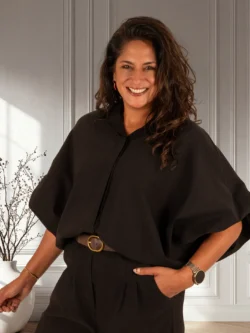 Zwarte oversized stretch blouse van El-Vita