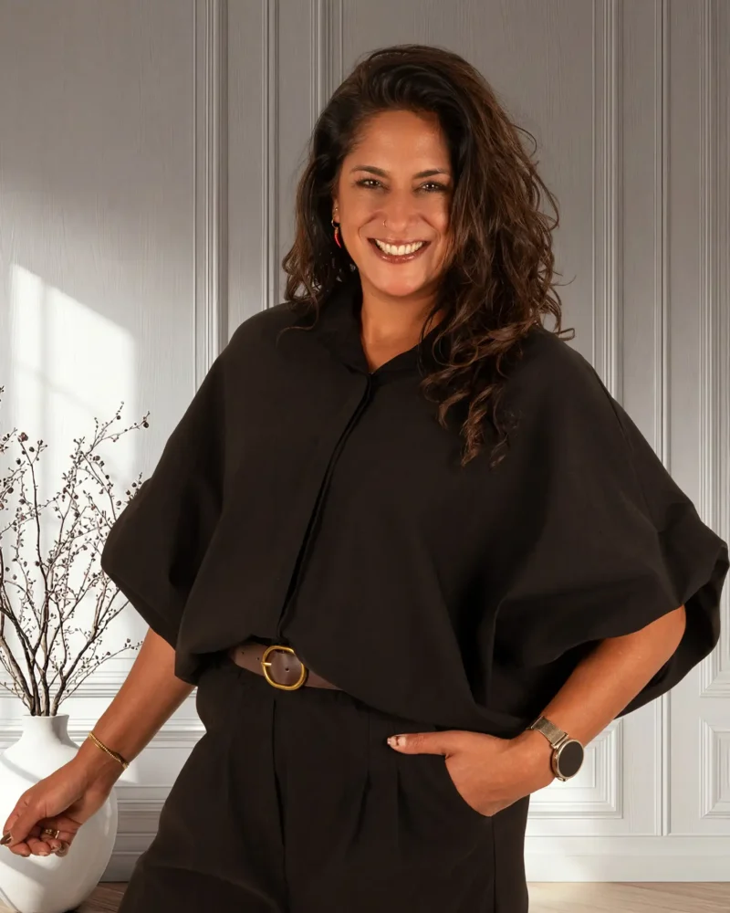 Zwarte oversized stretch blouse van El-Vita