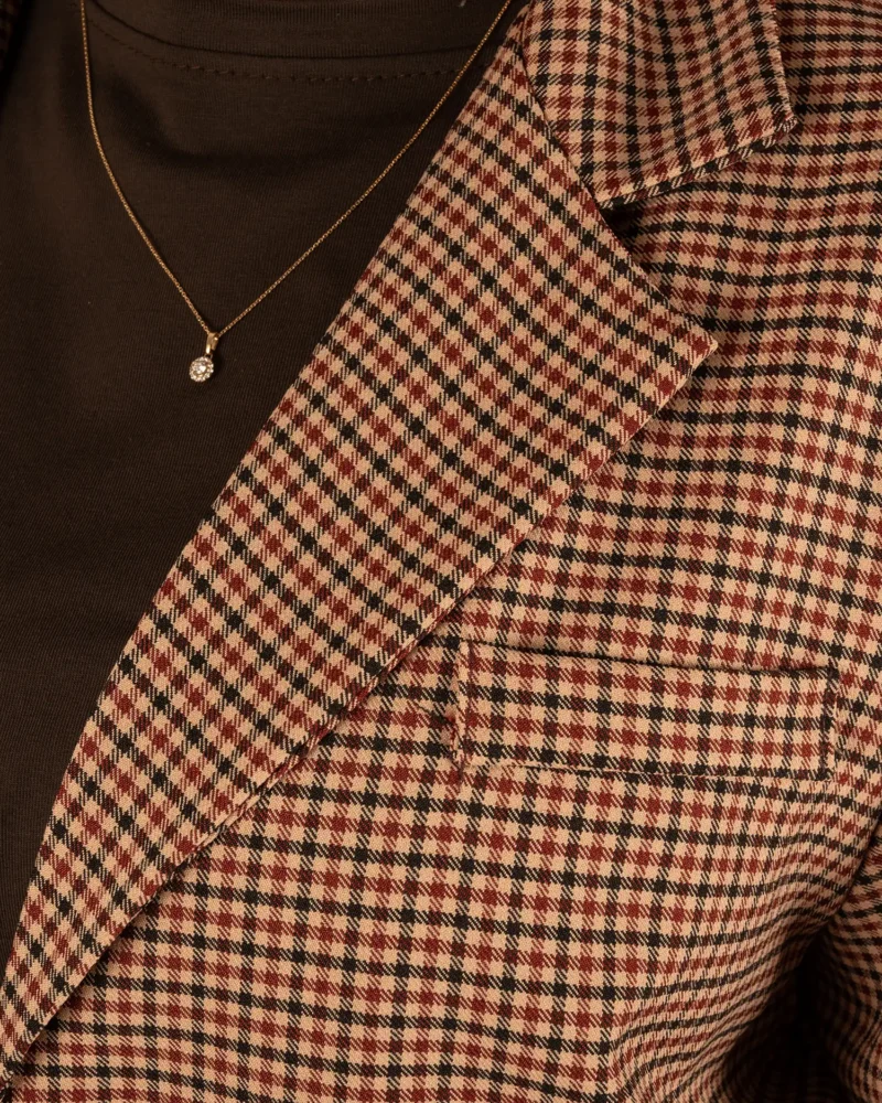 Camel geruite korte blazer van El-Vita - Afbeelding 6