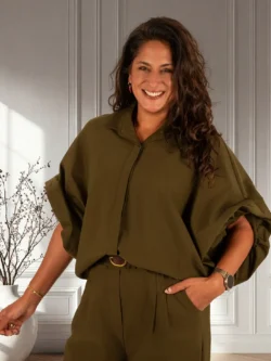Groene oversized stretch blouse van El-Vita