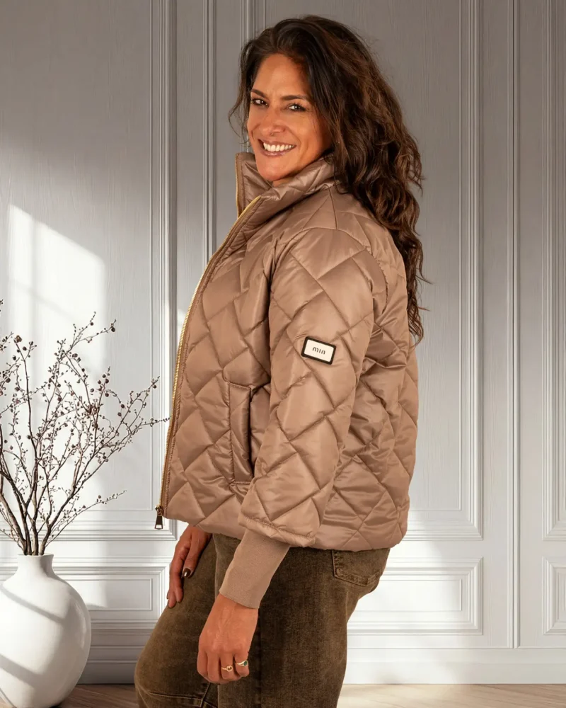 Taupe doorgestikt jasje van Fashion - Afbeelding 4