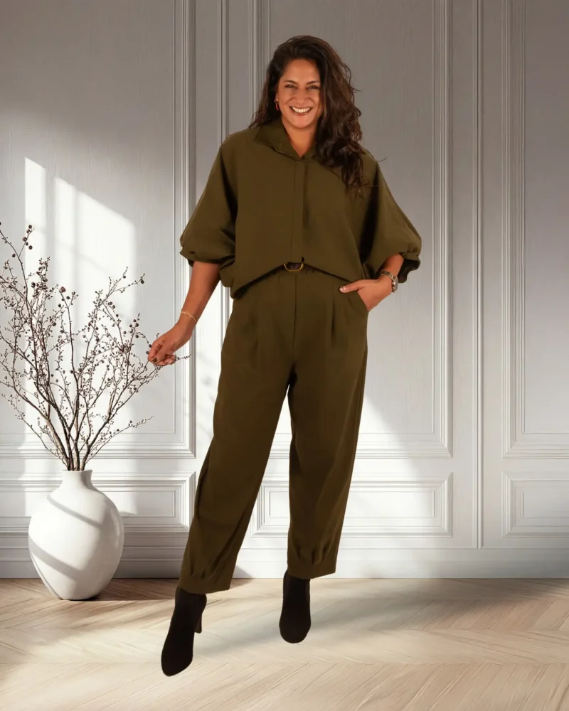 Groene oversized stretch blouse van El-Vita - Afbeelding 2