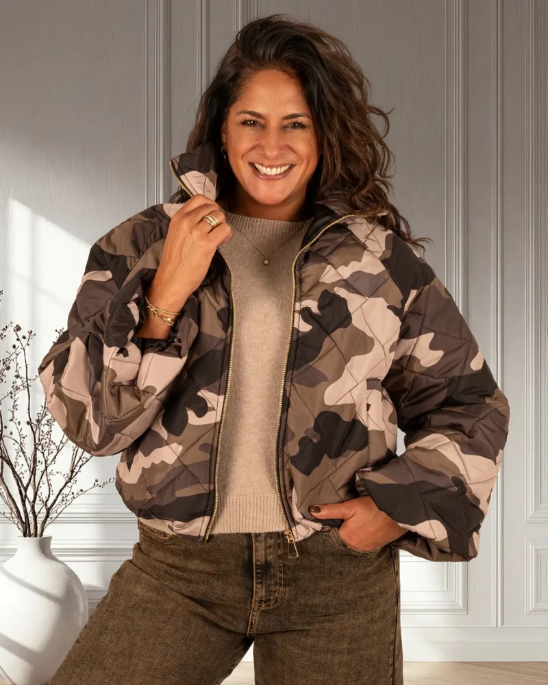 Camouflage print doorgestikt jasje van Fashion - Afbeelding 3