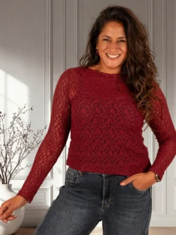 Bordeaux kanten top van Vera Jo