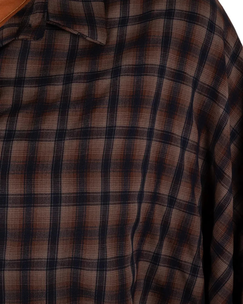 Donkerblauw/grijs geruite oversized blouse van Gemma Ricceri - Afbeelding 6