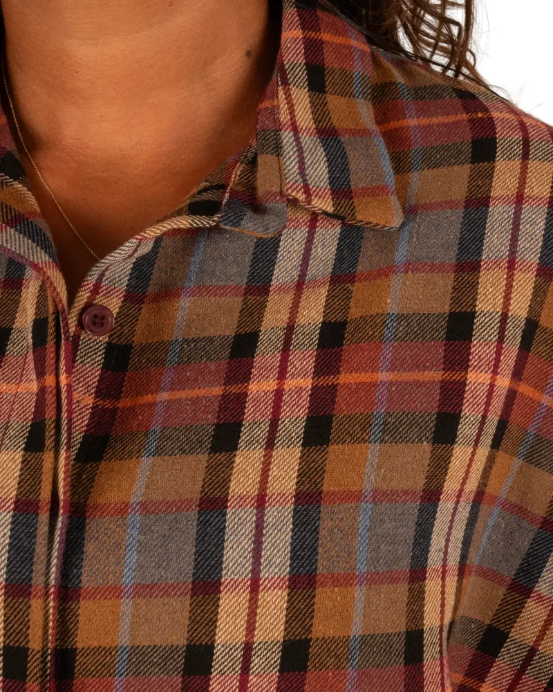 Camel geruite oversized flanellen blouse van El-Vita - Afbeelding 6