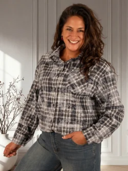Blauwe print geruite blouse strass van Cherry Koko