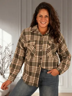 Groen/ecru geruite flanellen blouse van Gemma Ricceri