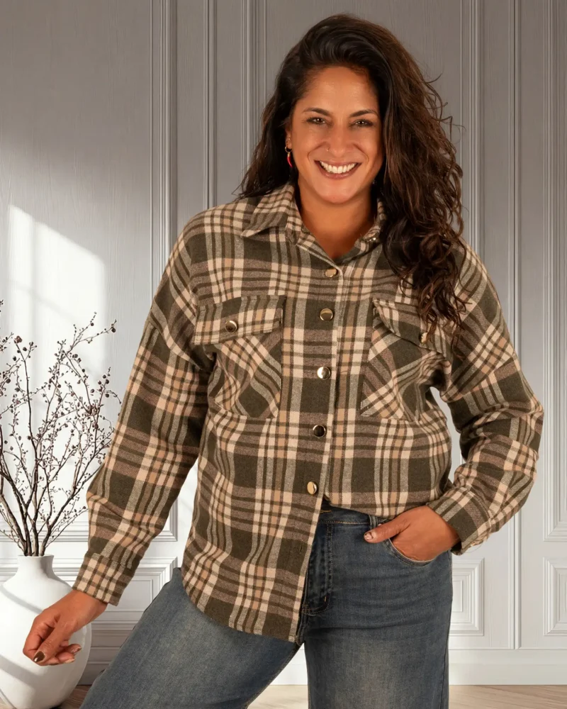 Groen/ecru geruite flanellen blouse van Gemma Ricceri