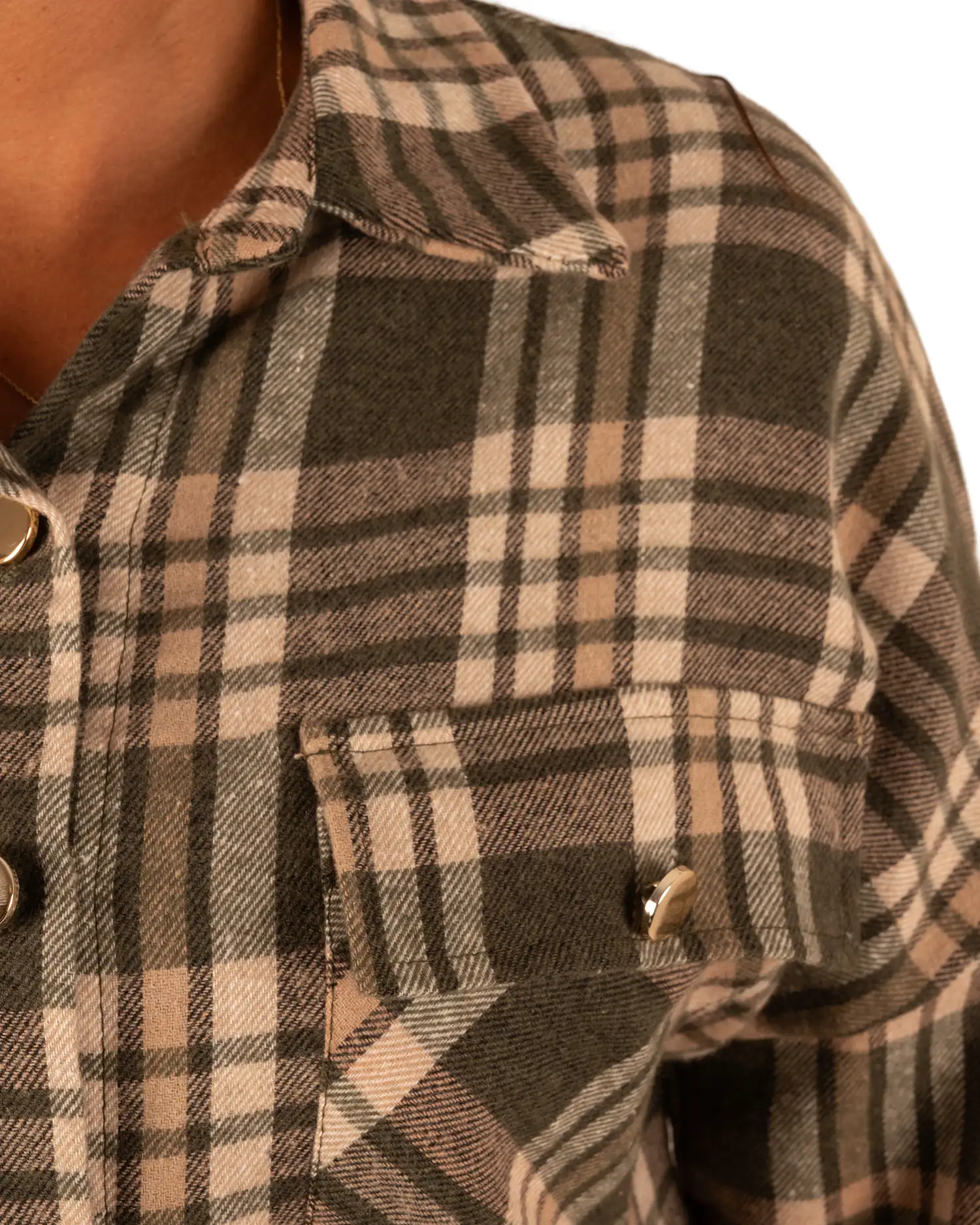 Groen/ecru geruite flanellen blouse van Gemma Ricceri - Afbeelding 5