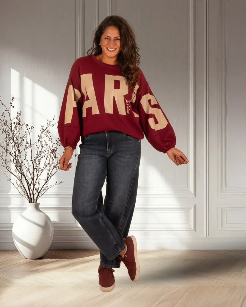 Bordeaux sweater "Paris" van Mooij - Afbeelding 2