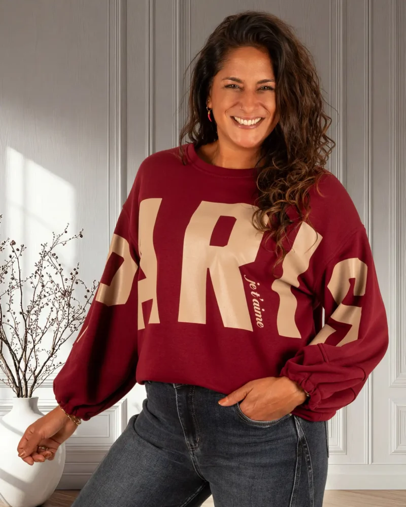 Bordeaux sweater "Paris" van Mooij - Afbeelding 3