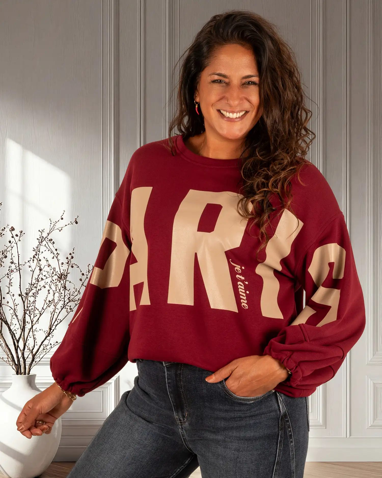 Bordeaux sweater "Paris" van Mooij - Afbeelding 3