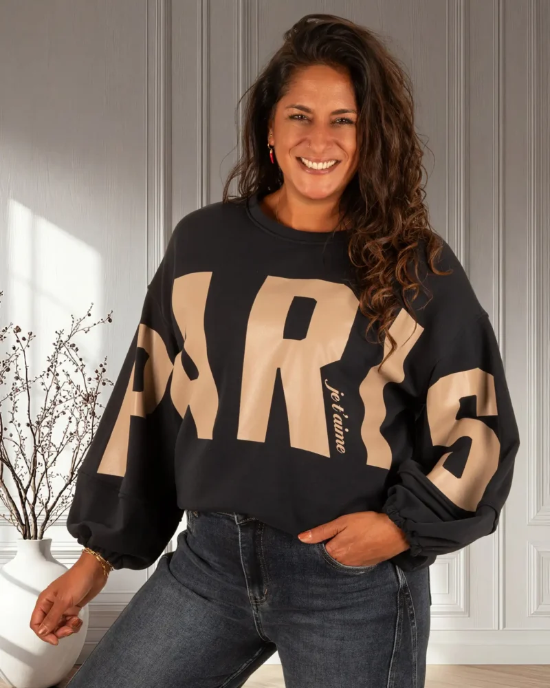 Donkerblauwe sweater "Paris" van Mooij - Afbeelding 3