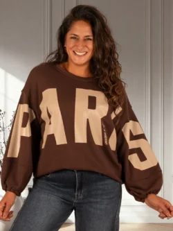 Donkerbruine sweater "Paris" van Mooij