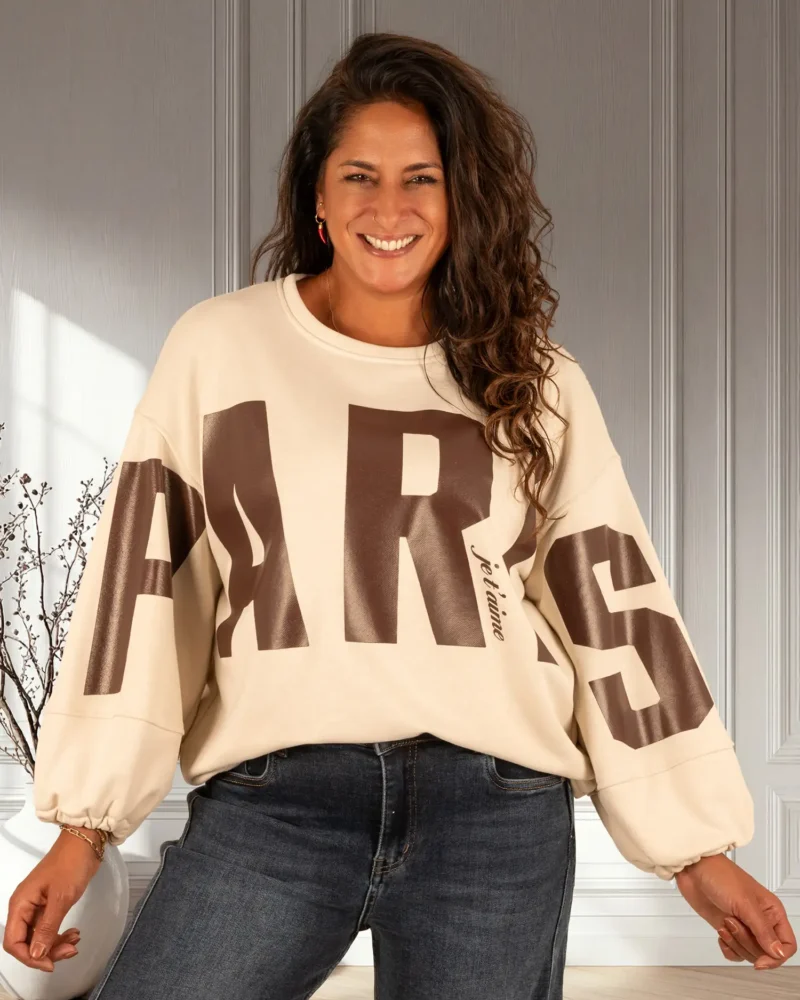 Ecru sweater "Paris" van Mooij