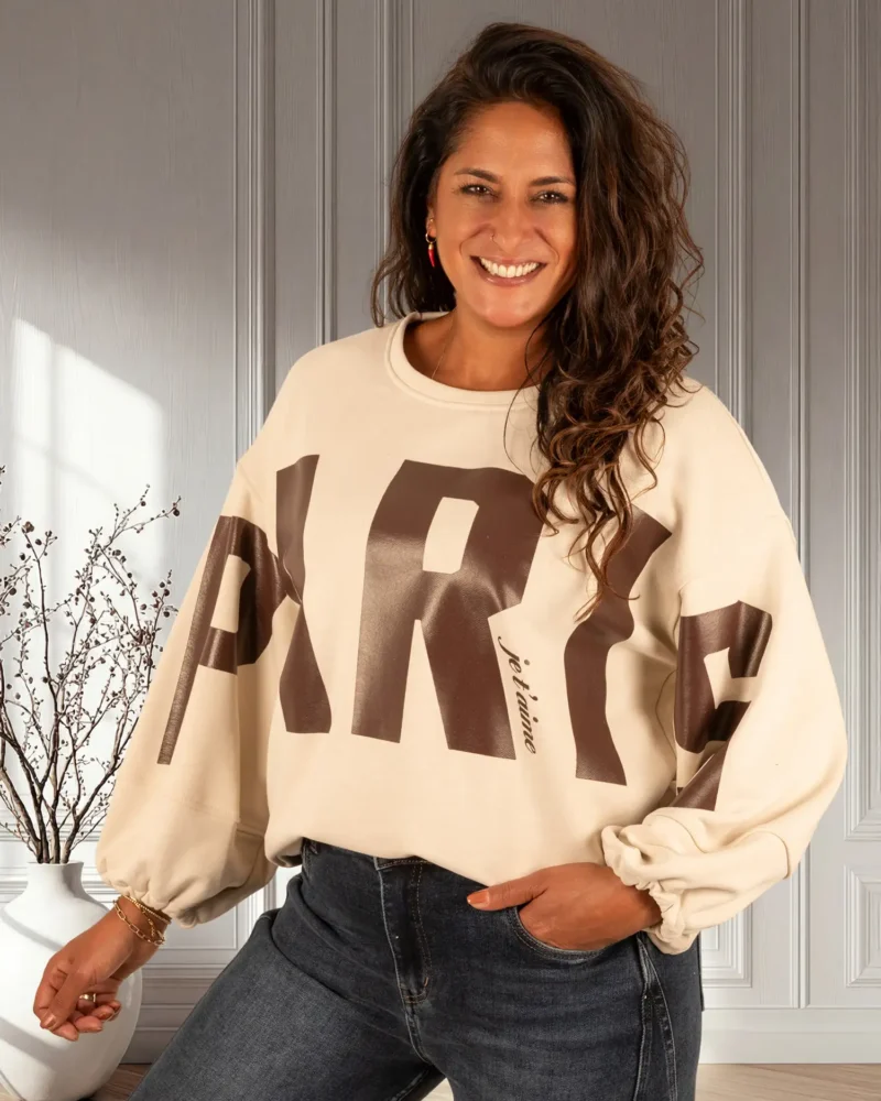 Ecru sweater "Paris" van Mooij - Afbeelding 3