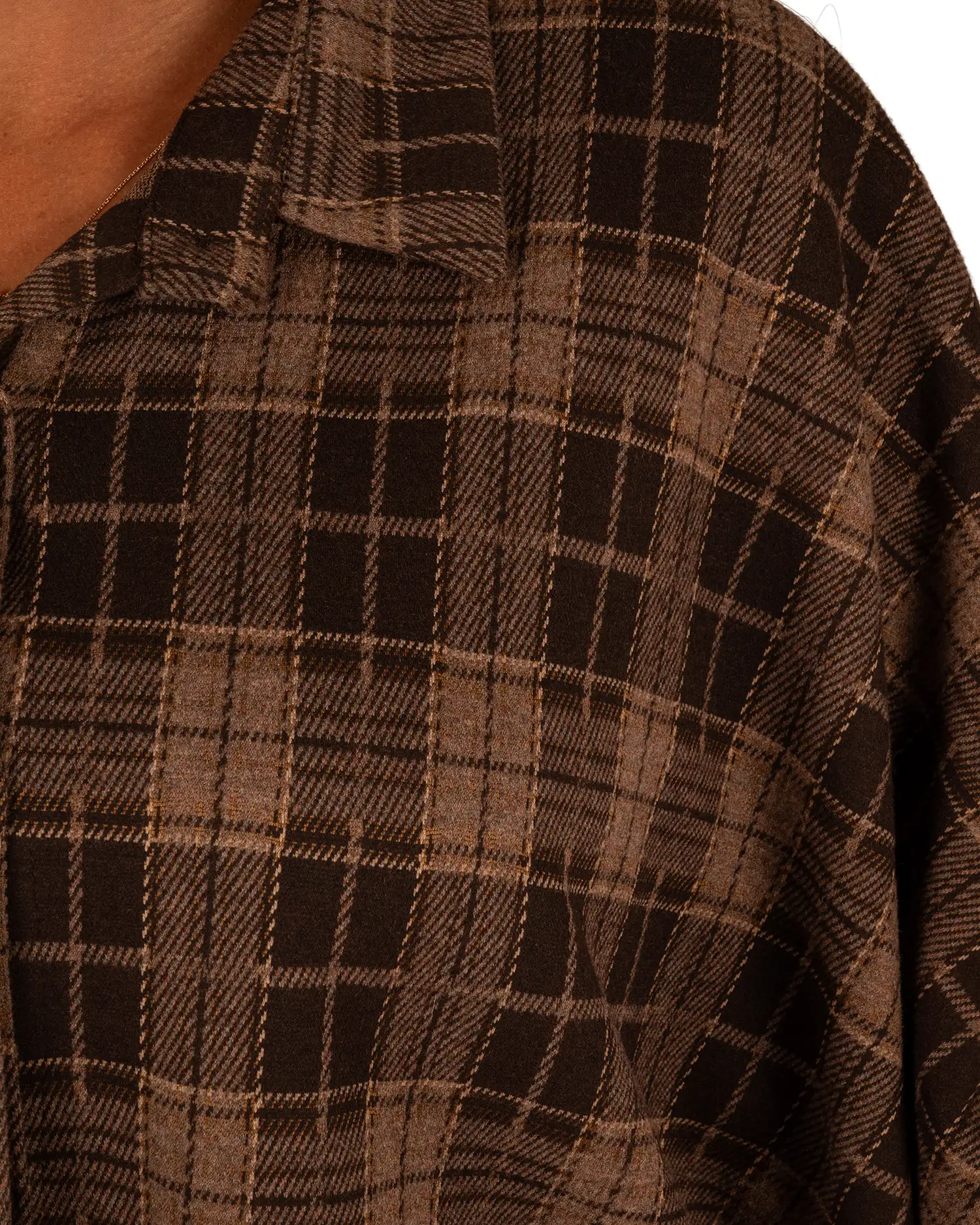 Donkerbruin geruite flanellen oversized blouse van El-Vita - Afbeelding 6