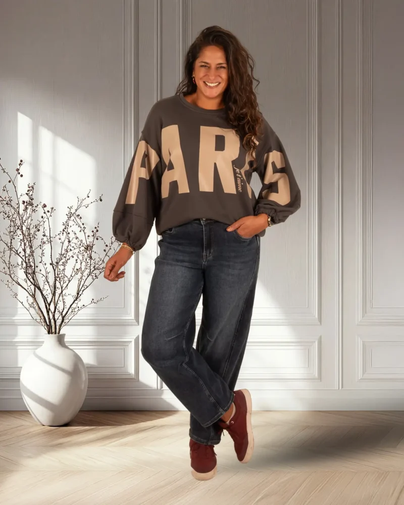 Donkergrijze sweater "Paris" van Mooij - Afbeelding 2