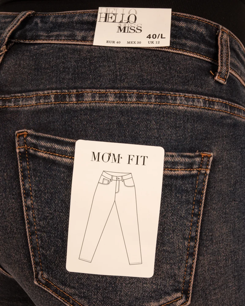 Dark blue high waist mom jeans strass van Hello Miss - Afbeelding 6