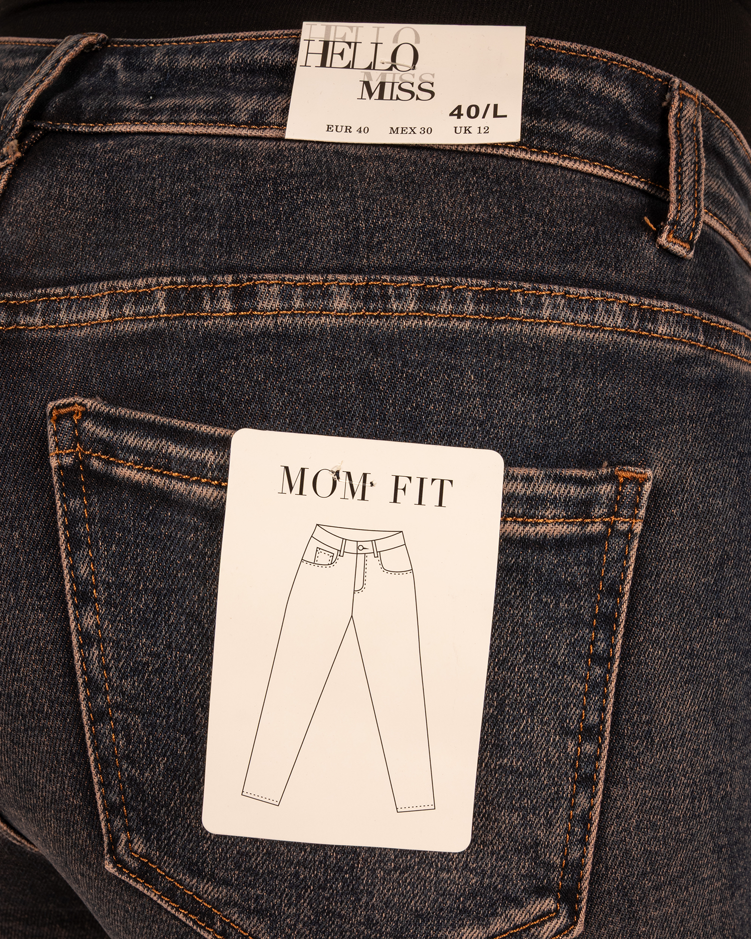 Dark blue high waist mom jeans strass van Hello Miss - Afbeelding 6