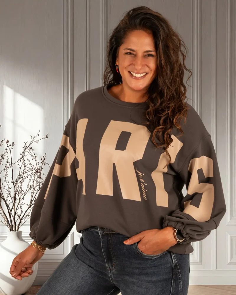 Donkergrijze sweater "Paris" van Mooij - Afbeelding 3
