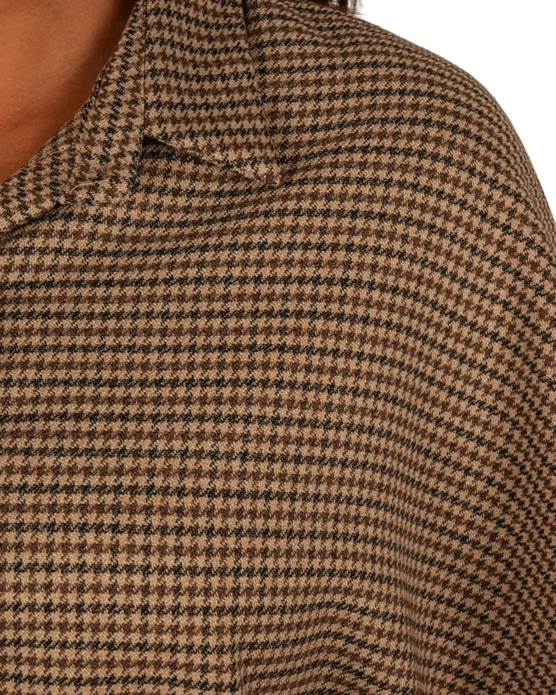Taupe/bruin pepita ruitje oversized blouse van El-Vita - Afbeelding 6