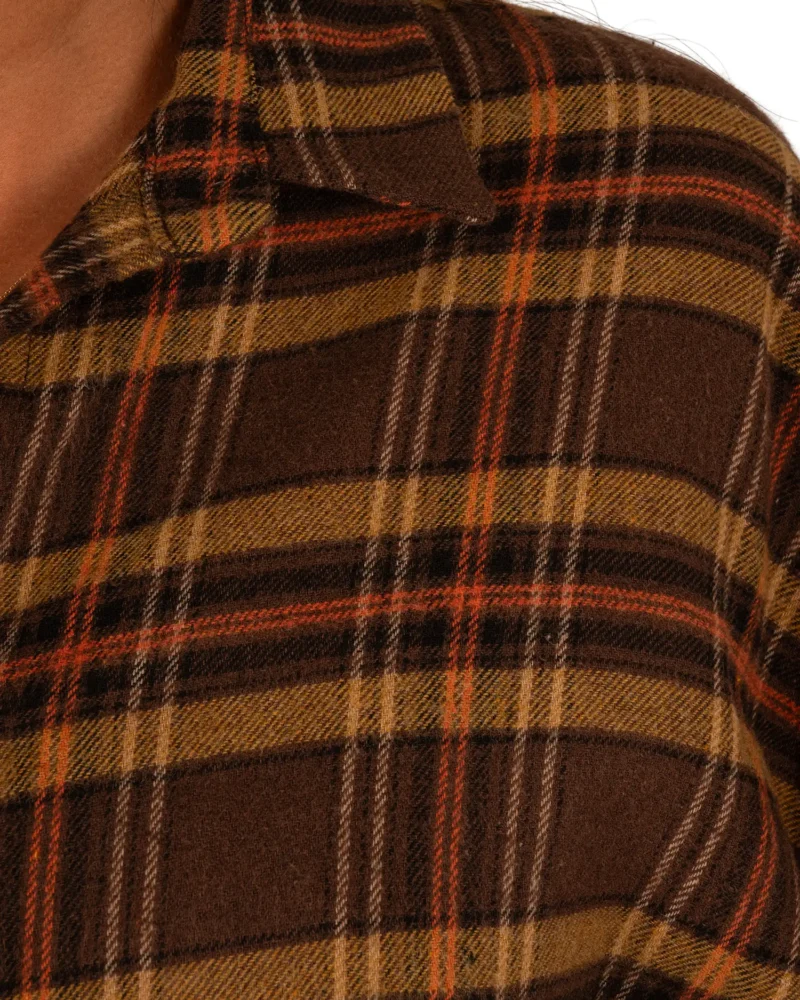 Bruin/oker geruite flanellen oversized blouse van El-Vita - Afbeelding 6