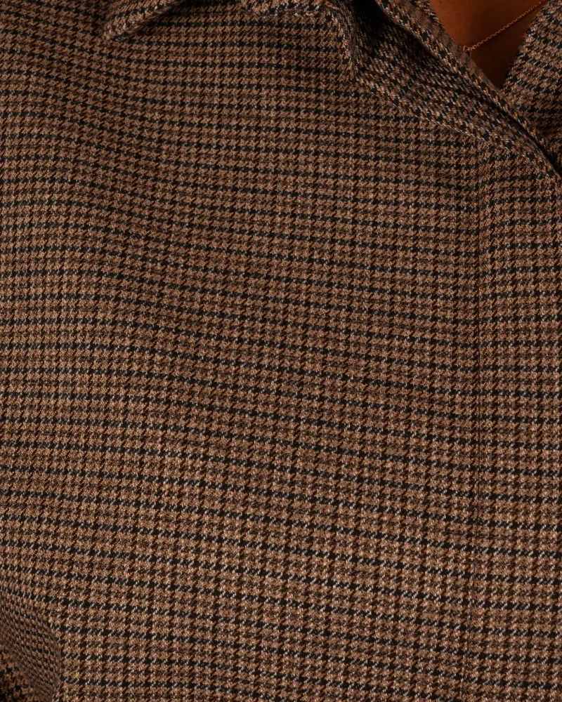 Bruin/zwart pepita ruitje oversized blouse van El-Vita - Afbeelding 6