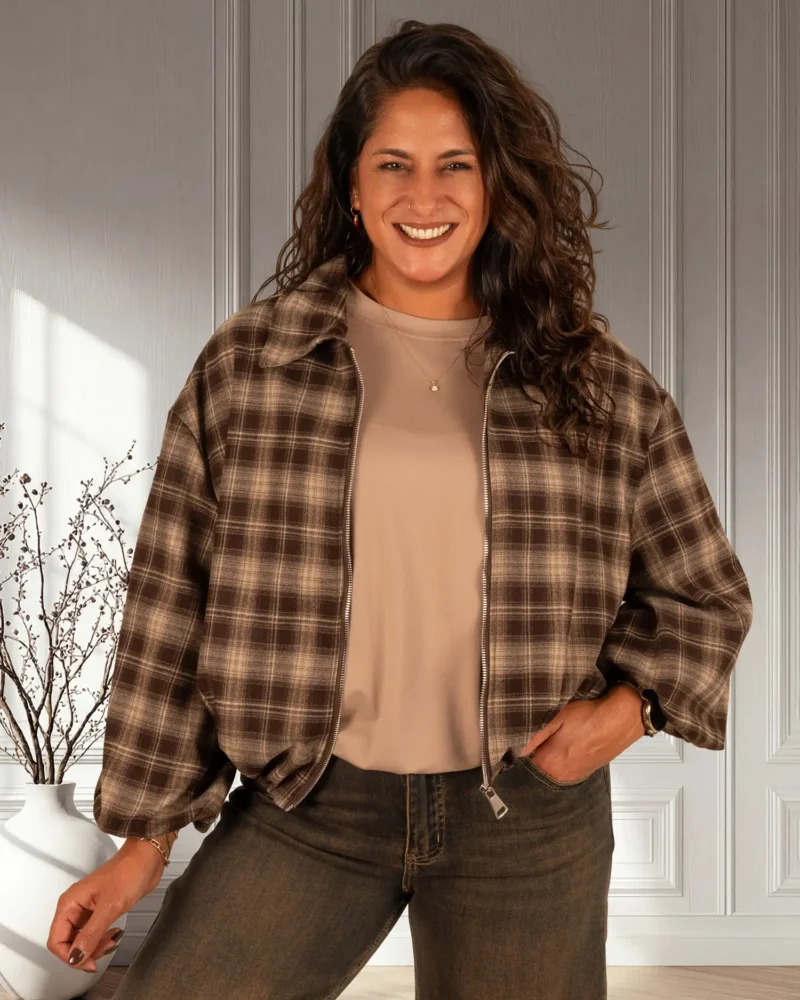 Taupe ballon shirt vleermuismouw van Mooij - Afbeelding 6