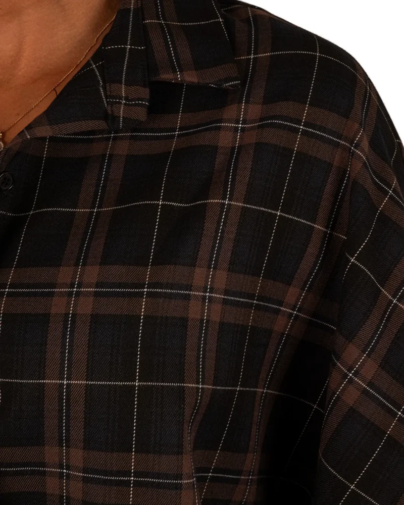 Zwart/bruin geruite oversized blouse van El-Vita - Afbeelding 6