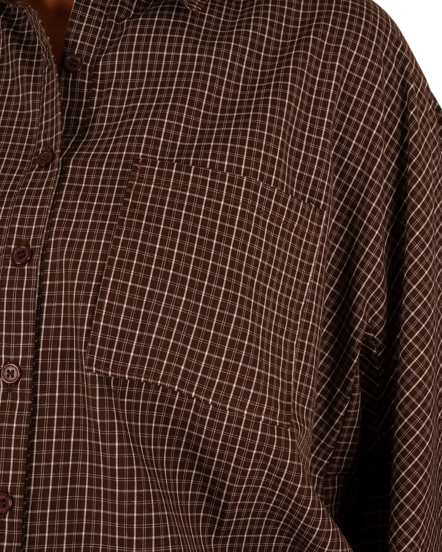 Donkerbruin/ecru geruite blouse van Elenza - Afbeelding 5