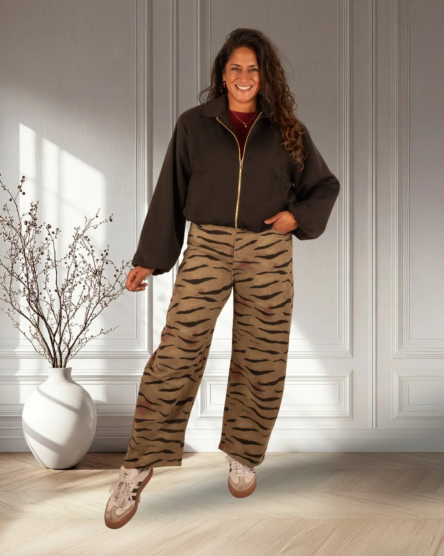 Camouflage print balloon jeans van Jewelly