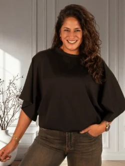 Zwart ballon shirt vleermuismouw van Mooij