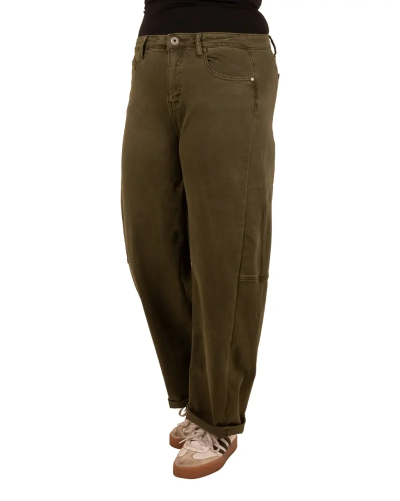 Groene barrel wide leg jeans van Savinni - Afbeelding 2