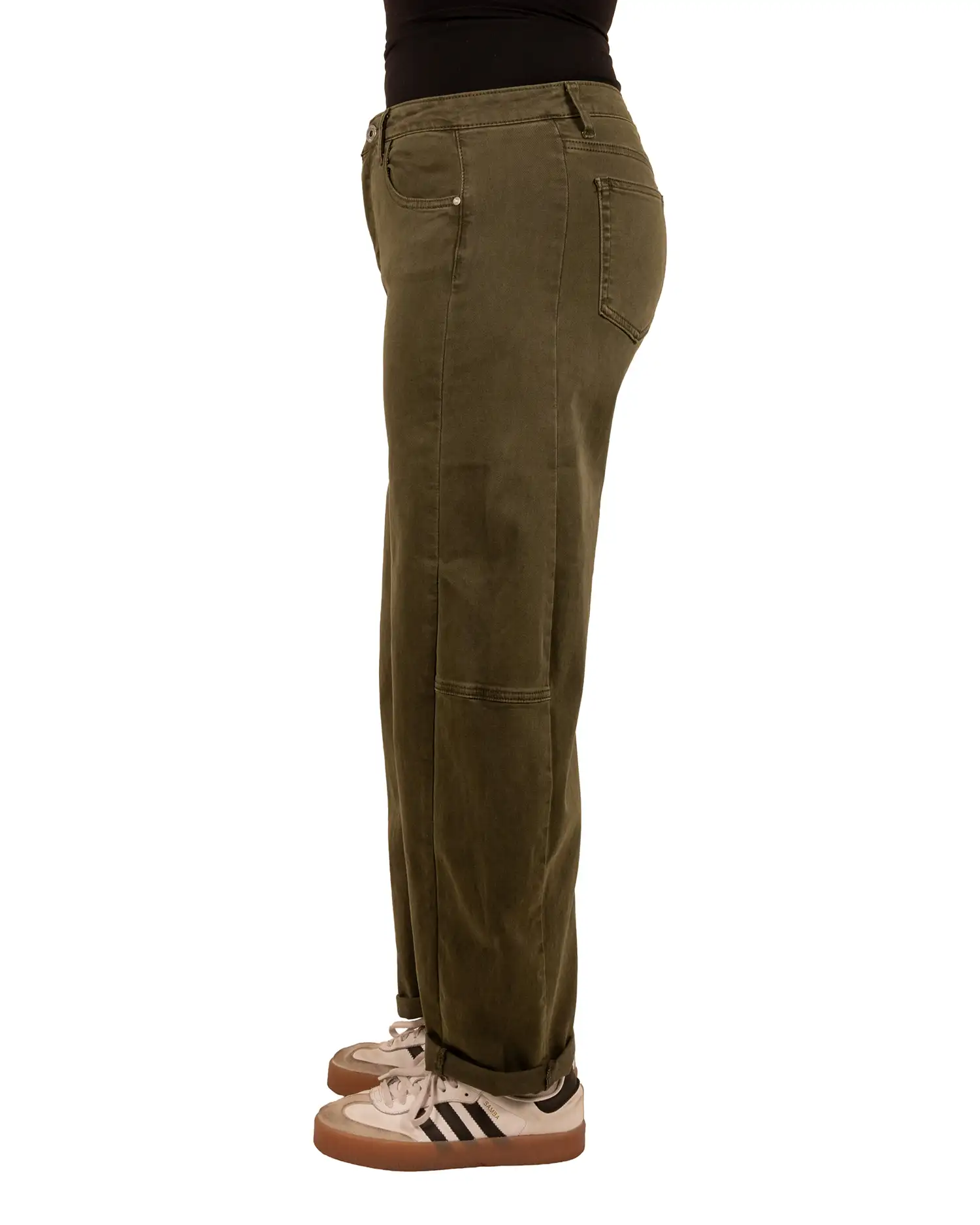 Groene barrel wide leg jeans van Savinni - Afbeelding 4