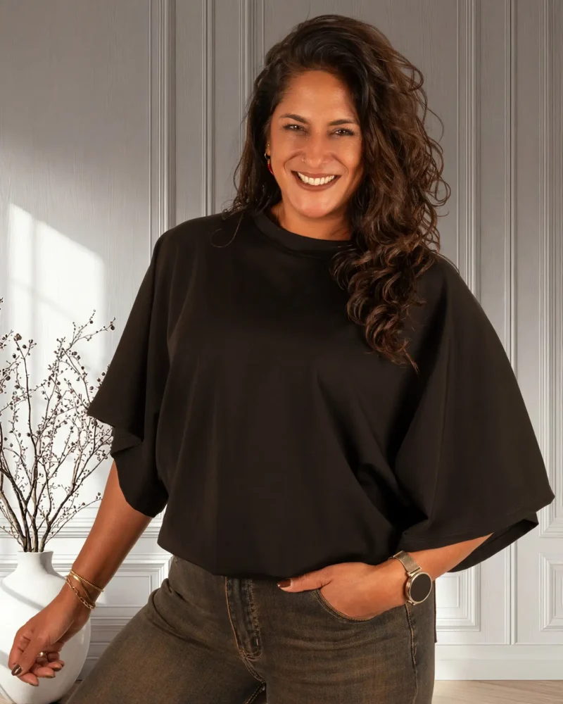 Zwart ballon shirt vleermuismouw van Mooij - Afbeelding 3