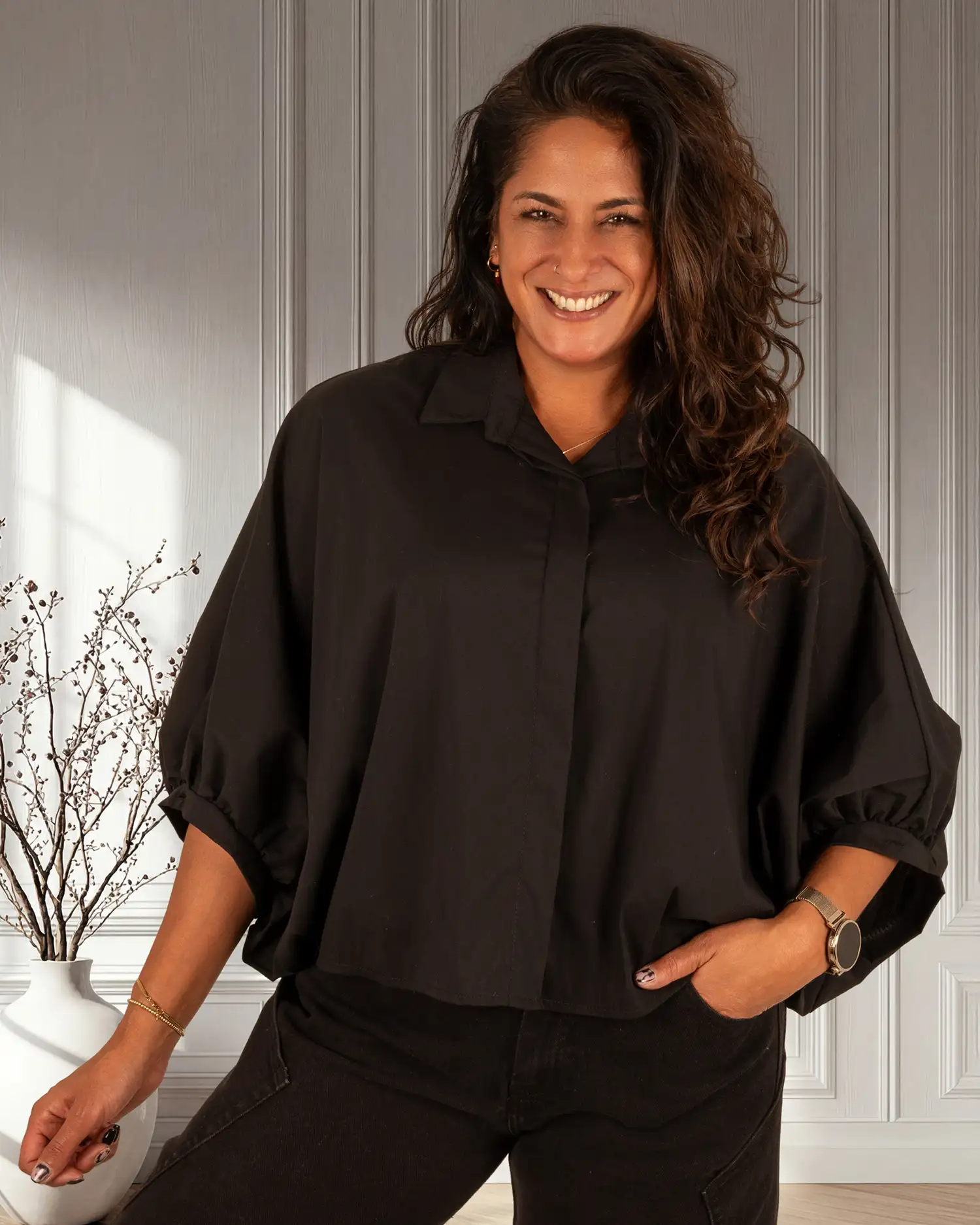 Zwarte oversized blouse van Gemma Ricceri