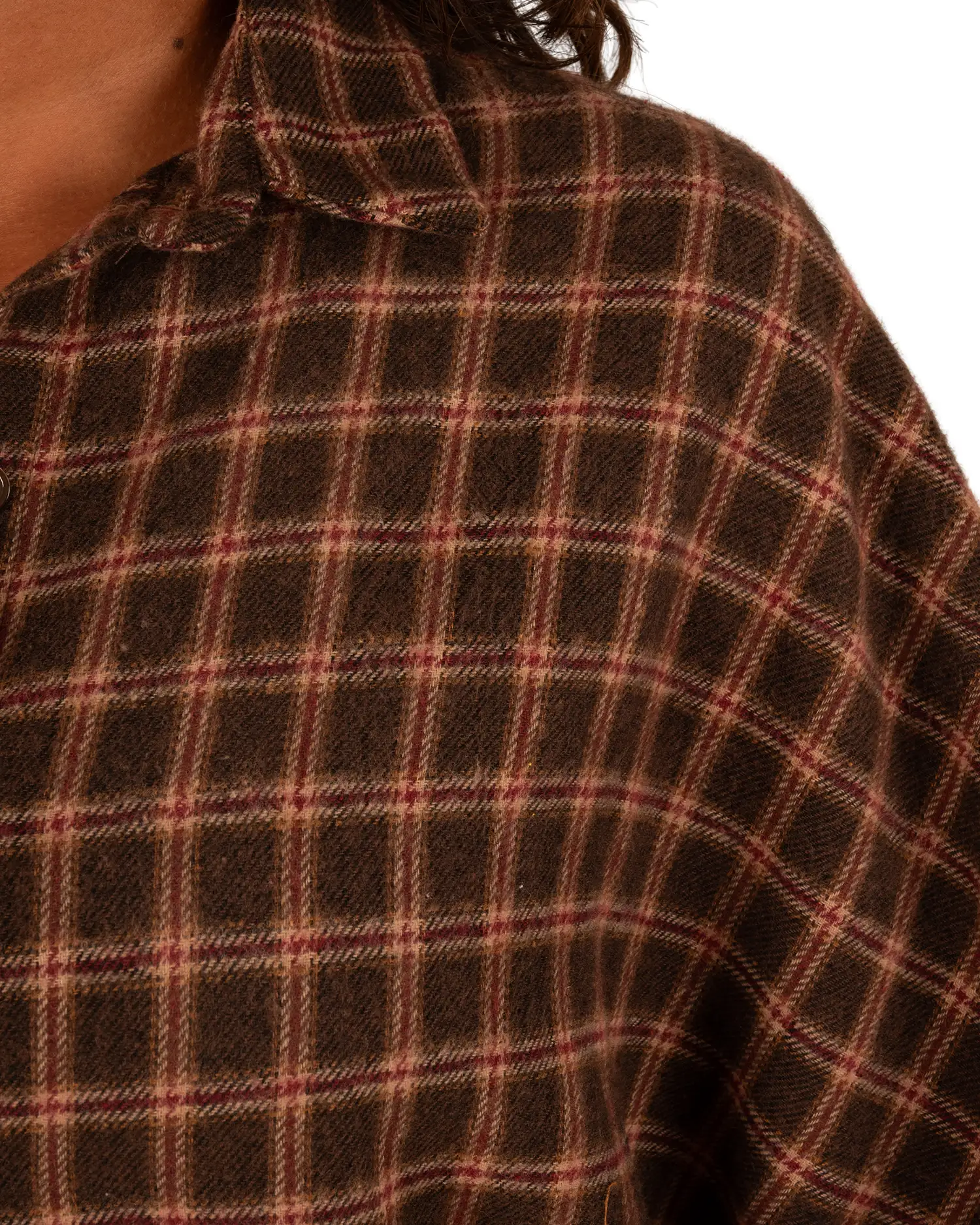 Bruin/bordeaux geruite flanellen oversized blouse van Gemma Ricceri - Afbeelding 6