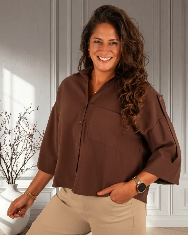 Donkerbruine blouse van BM