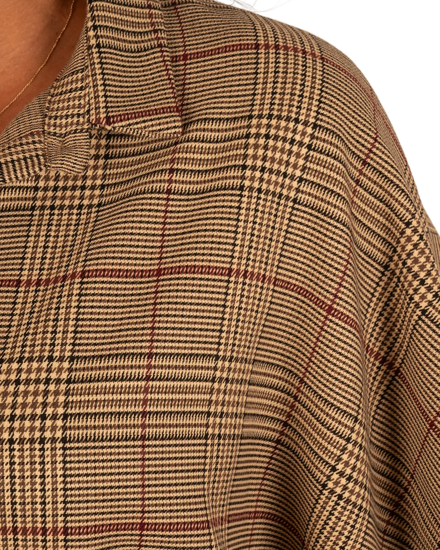 Beige/zwart/bordeaux geruite oversized blouse van Gemma Ricceri - Afbeelding 6