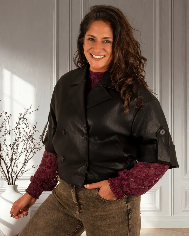 Zwart leatherlook blazerjasje van Drôle de Copine