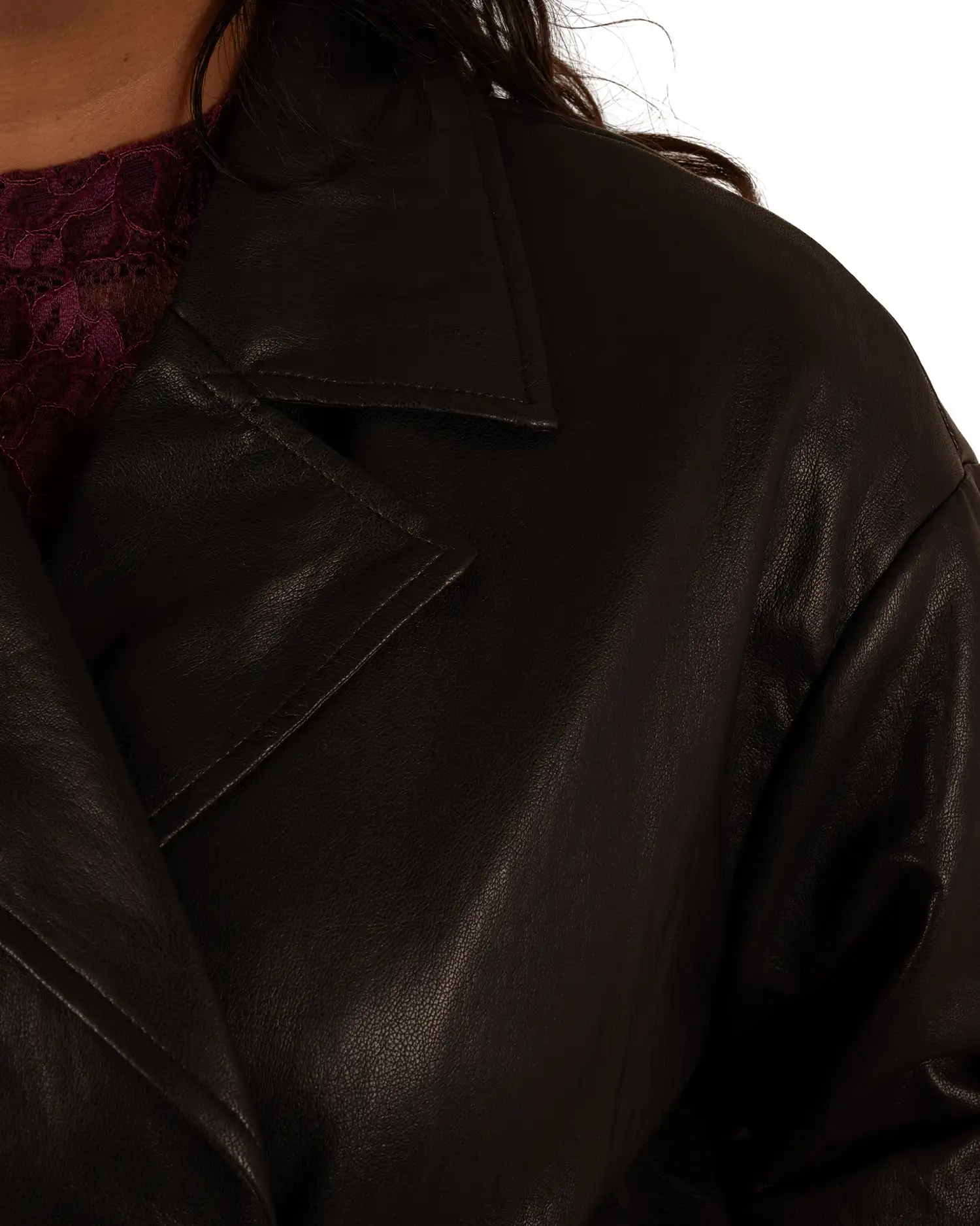 Zwart leatherlook blazerjasje van Drôle de Copine - Afbeelding 6
