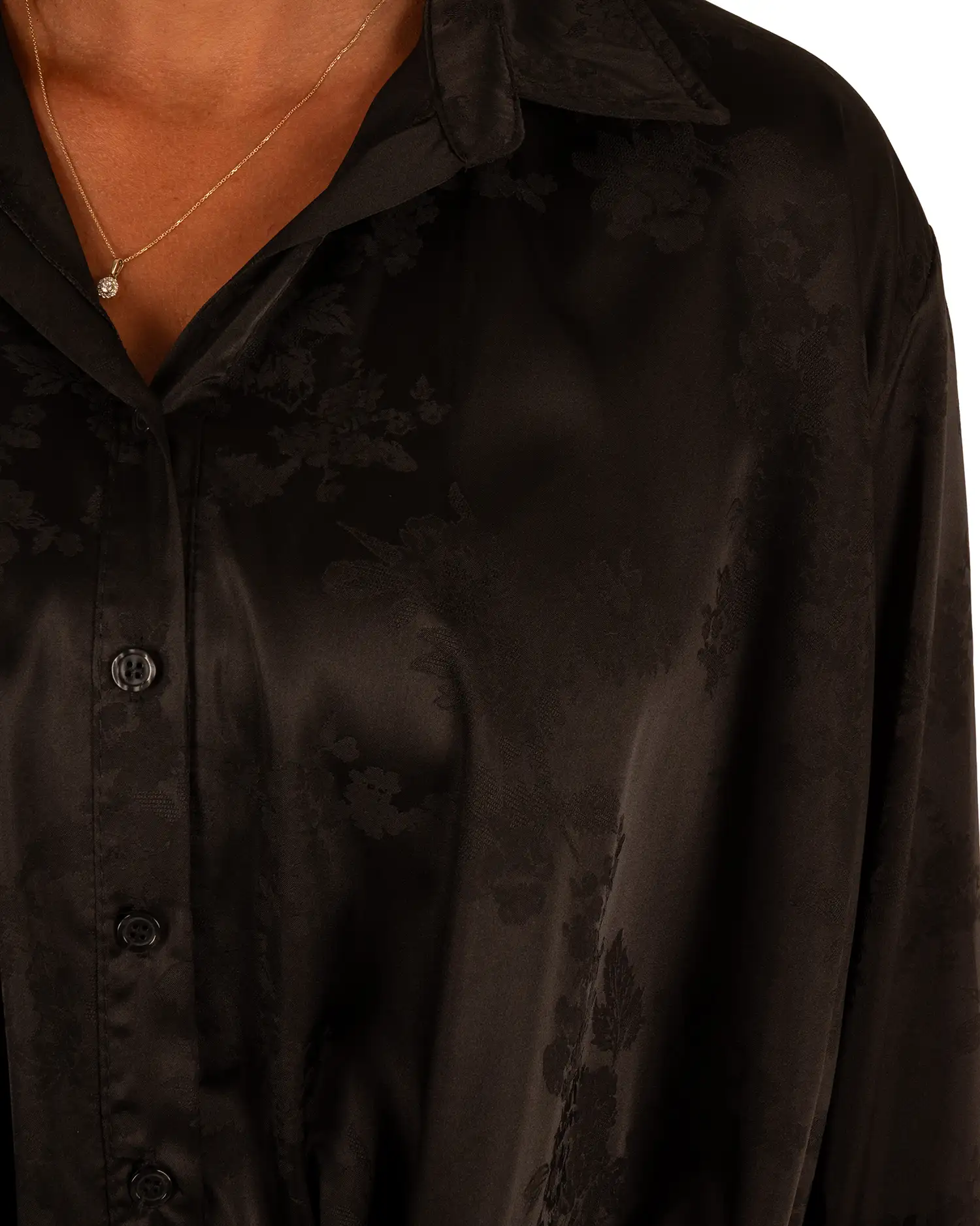 Zwarte glans blouse bloem van Gemma Ricceri - Afbeelding 6